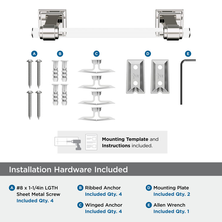 Clear and Polished Nickel Wall Mounted Towel Bar