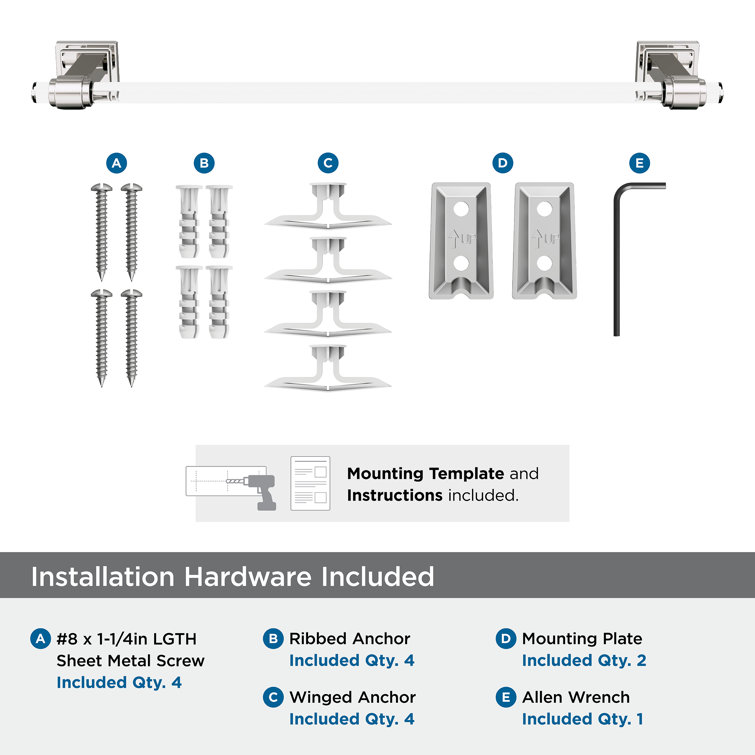 Clear Polished Nickel Wall Mounted Towel Bar