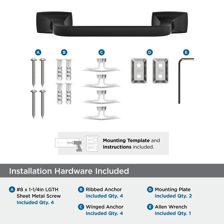 Highland Ridge Matte Black Wall Mounted Towel Bar