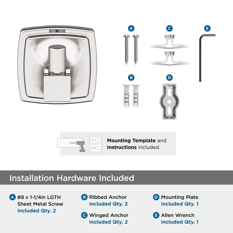 Polished Nickel Single Prong Robe Hook with Square Base