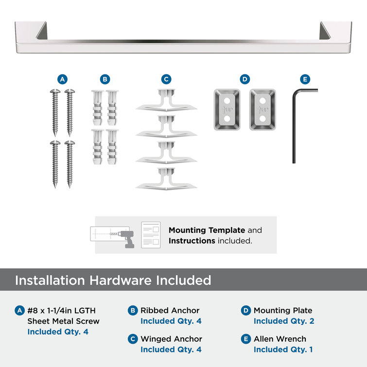 Polished Nickel Wall Mounted Towel Bar with Geometric Design