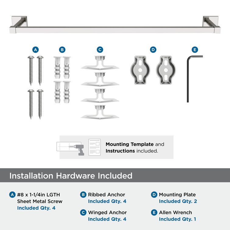 Polished Nickel Wall Mounted Towel Bar with E-Coating Finish