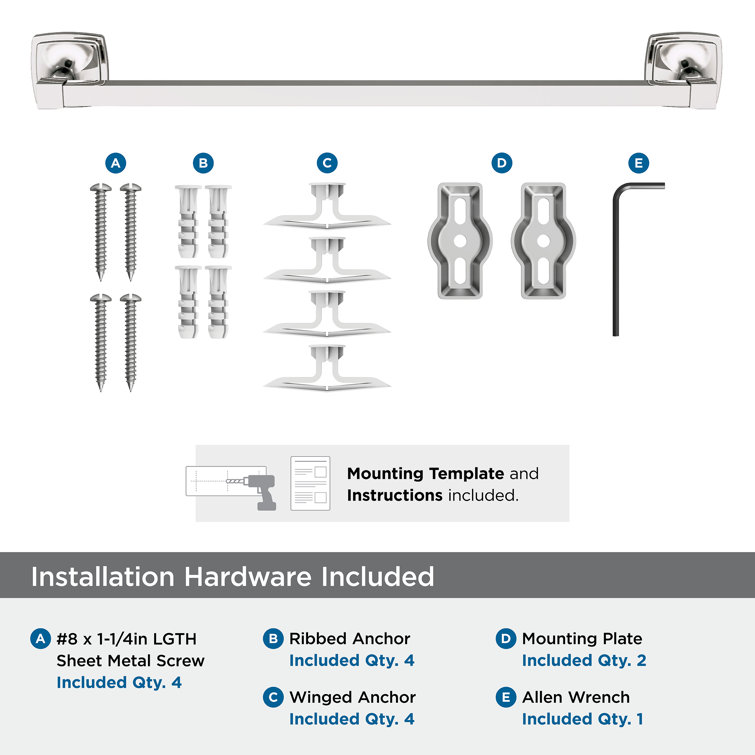 Polished Nickel Wall Mounted Towel Bar 20.25"