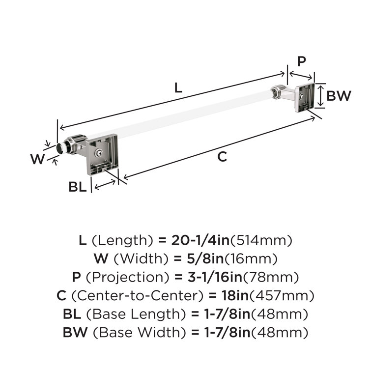 Clear Polished Nickel Wall Mounted Towel Bar