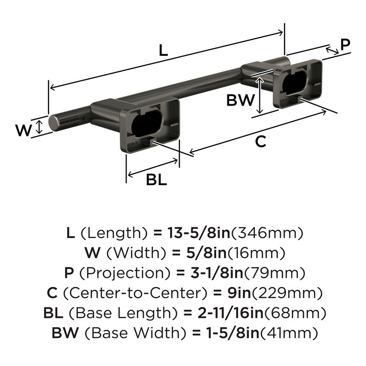 Gunmetal Wall Mounted 13.63'' Towel Bar