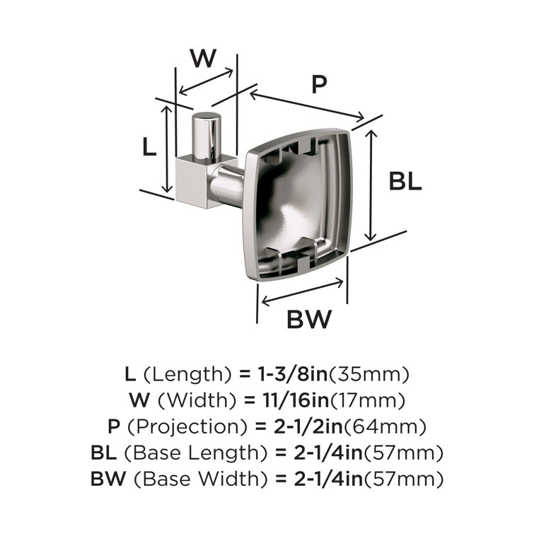 Polished Nickel Single Prong Robe Hook with Square Base