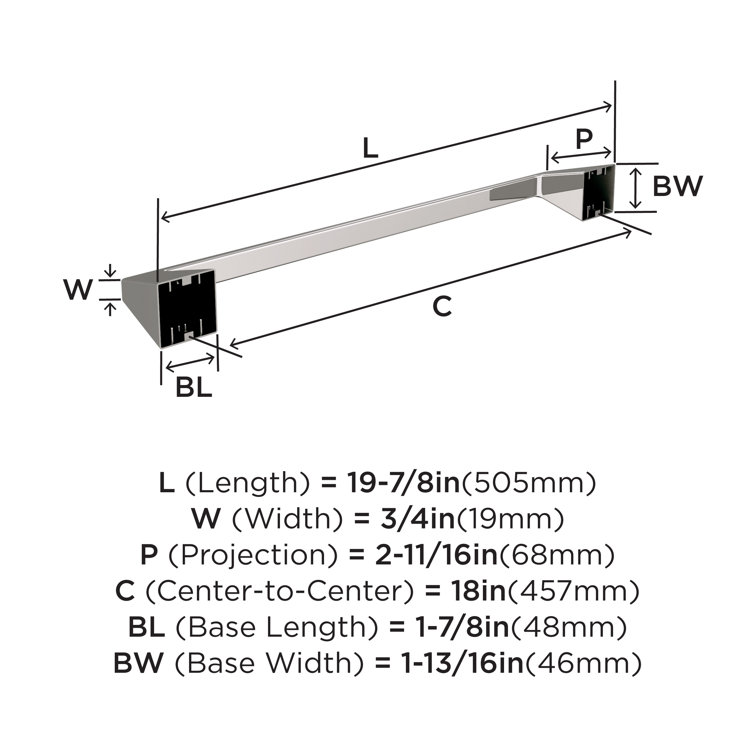 Polished Nickel Wall Mounted Towel Bar with Geometric Design