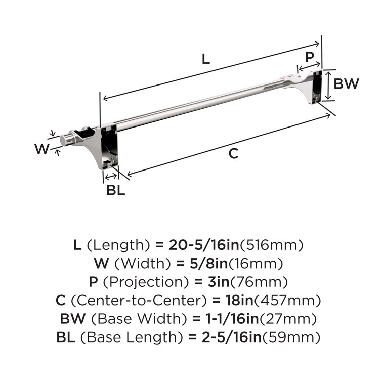 Polished Nickel Wall Mounted Towel Bar with E-Coating Finish