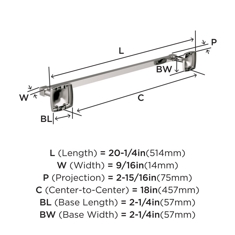 Polished Nickel Wall Mounted Towel Bar 20.25"
