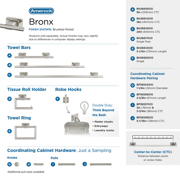Bronx Brushed Nickel Wall Mounted Towel Bar