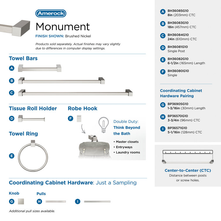 Monument Brushed Nickel Wall Mounted Towel Bar