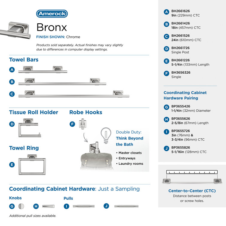 Chrome Wall Mounted 13.63'' Towel Bar