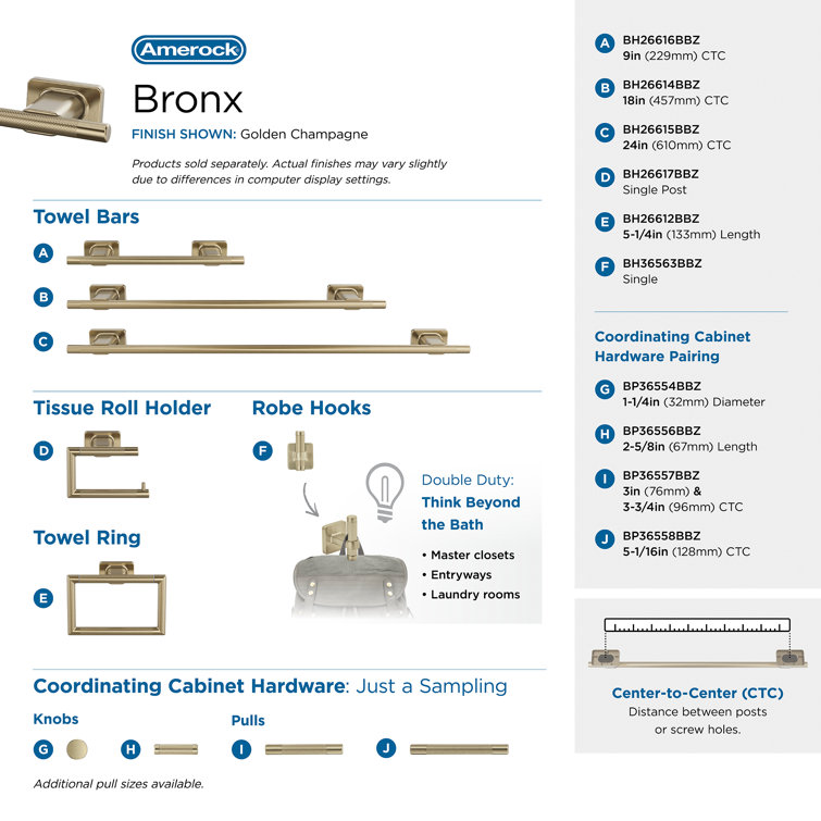 Bronx Brushed Gold Wall Mounted Towel Bar