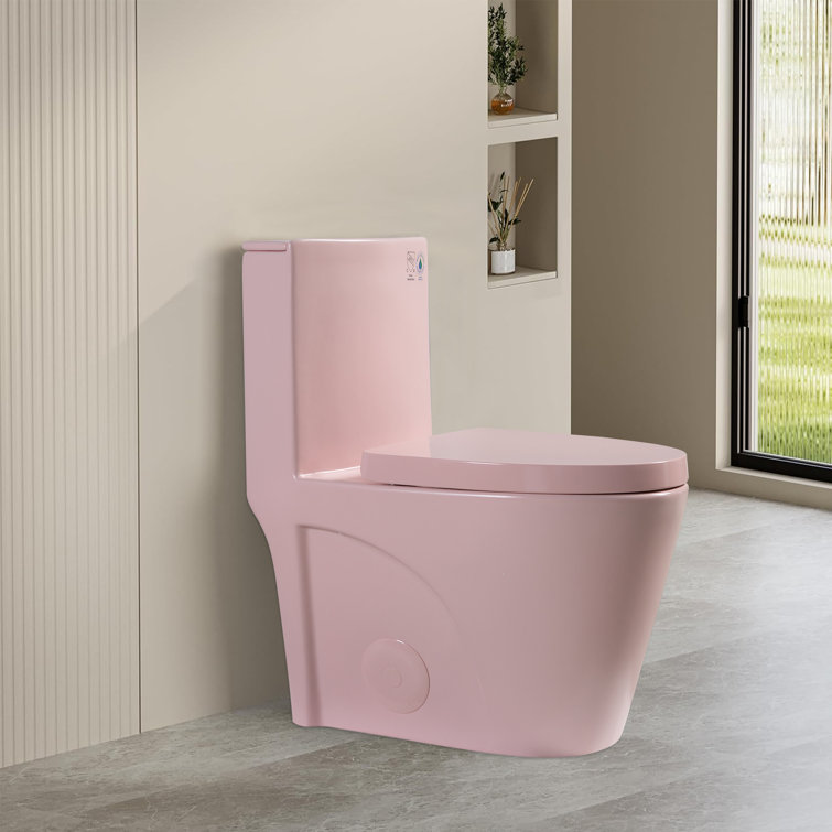 Matte Pink Elongated Dual Flush One-Piece Toilet