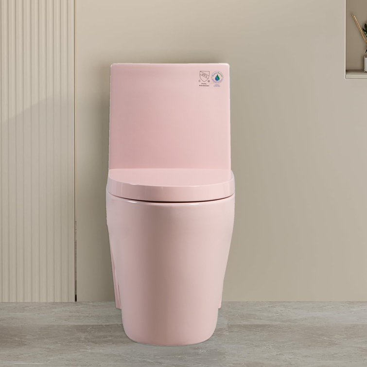Matte Pink Elongated Dual Flush One-Piece Toilet