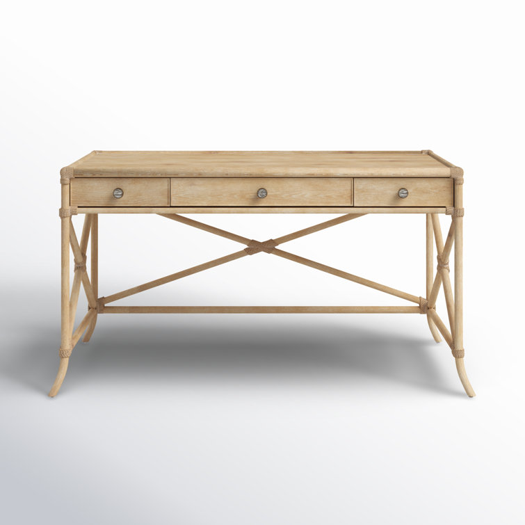 Dune Beige Oak and Maple Home Office Desk with Drawers