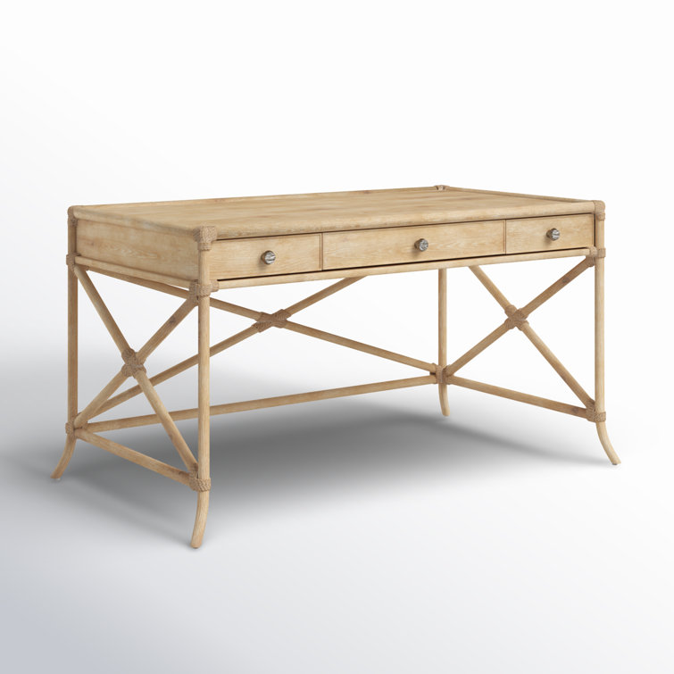 Dune Beige Oak and Maple Home Office Desk with Drawers