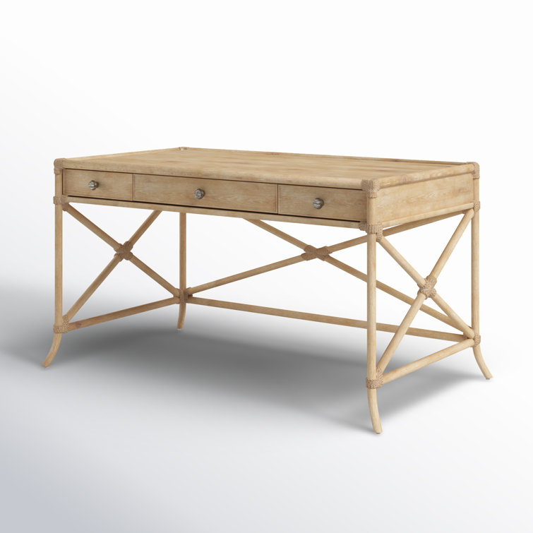 Dune Beige Oak and Maple Home Office Desk with Drawers