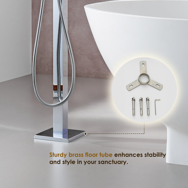 Polished Chrome Freestanding Tub Faucet with Hand Shower