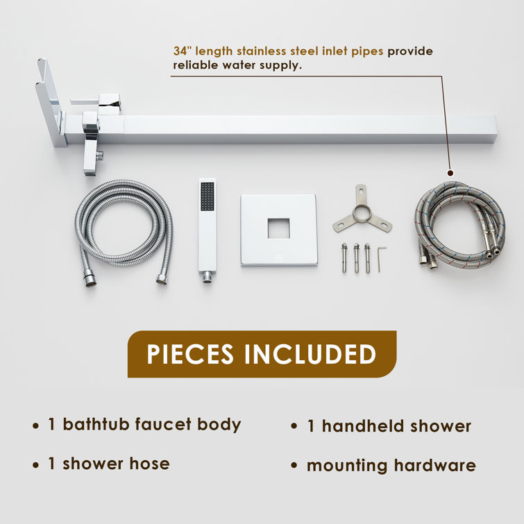 Polished Chrome Freestanding Tub Faucet with Hand Shower