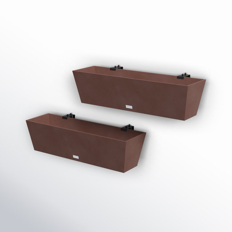 Espresso 36" Recycled Plastic Railing Planter Set of 2
