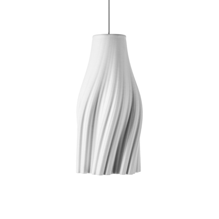Textured White Ceramic Mini Pendant Light with LED Bulb