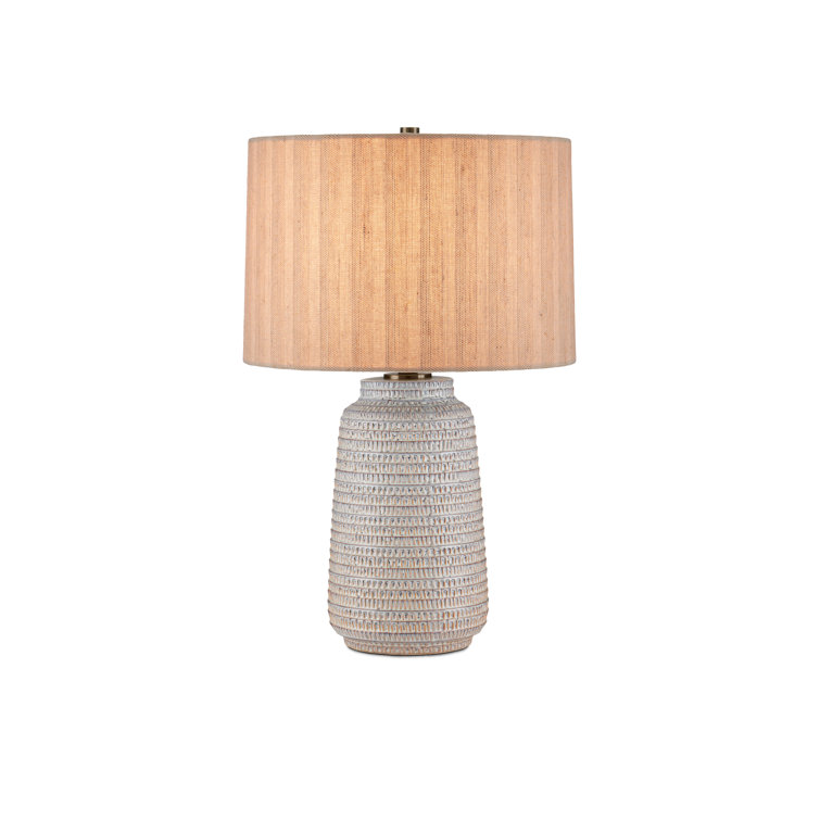 Owen Off-White Ceramic Table Lamp with Linen Shade