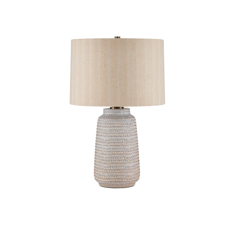 Owen Off-White Ceramic Table Lamp with Linen Shade