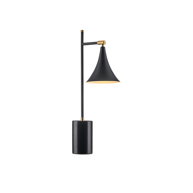 Matte Black and Brass Marble Base Table Lamp