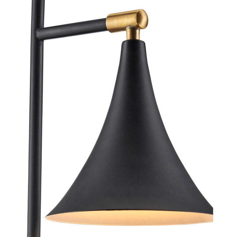 Matte Black and Brass Marble Base Table Lamp