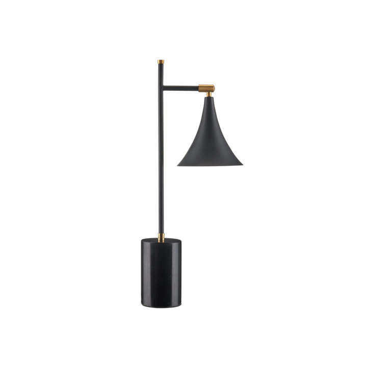 Matte Black and Brass Marble Base Table Lamp