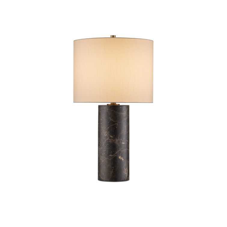 Vespera Coffee Brown Marble Table Lamp with Antique Brass Accents