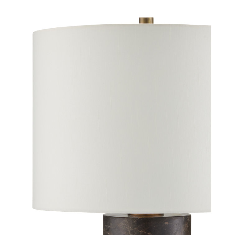 Vespera Coffee Brown Marble Table Lamp with Antique Brass Accents