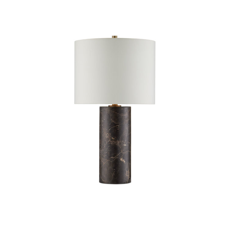 Vespera Coffee Brown Marble Table Lamp with Antique Brass Accents