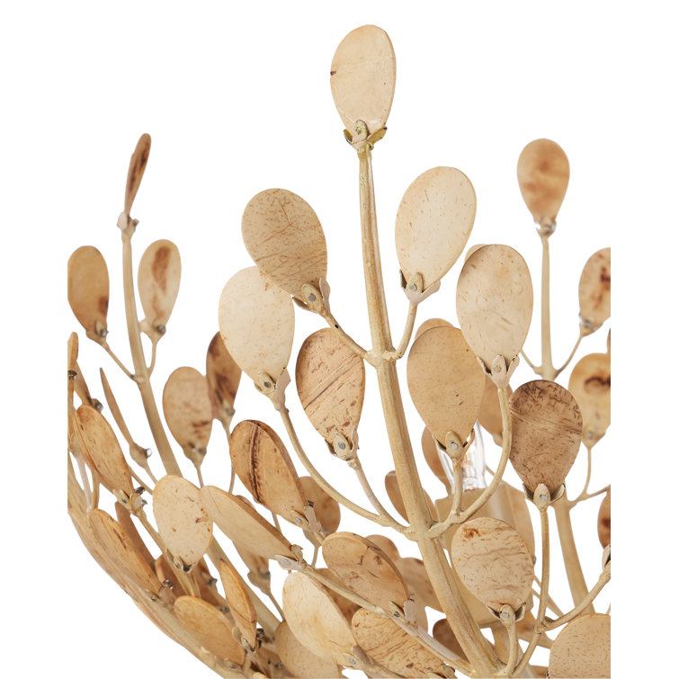 Coco Cream and Natural Coconut Shell 4-Light Chandelier