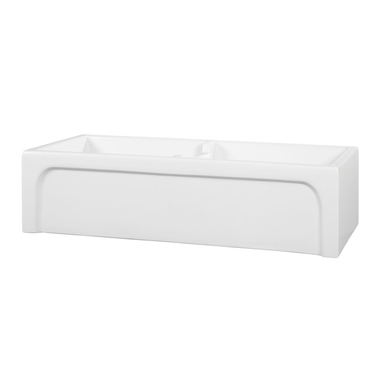 Risinger 39" White Fireclay Double Basin Farmhouse Sink