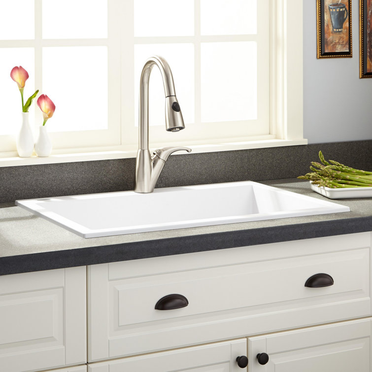 Holcomb 30" White Granite Composite Drop-In Kitchen Sink