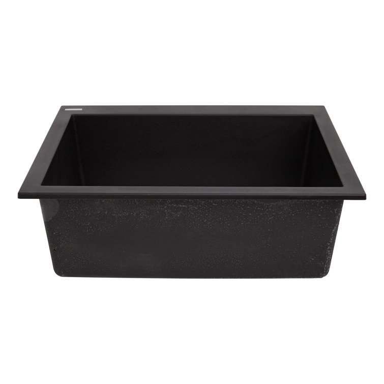 Midnight Black Granite Composite Drop-In Kitchen Sink