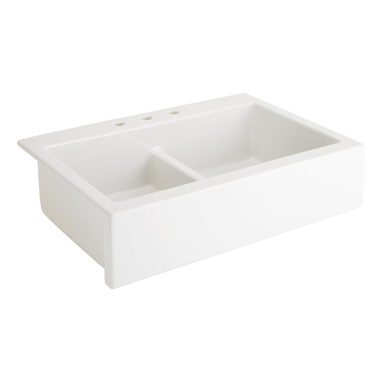 Galion 34" White Fireclay Double Basin Farmhouse Sink