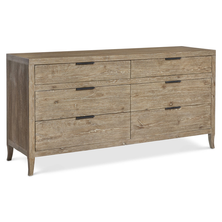 Aurum Finish Brown Oak Industrial 6-Drawer Dresser