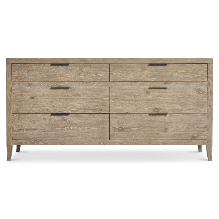Aurum Finish Brown Oak Industrial 6-Drawer Dresser