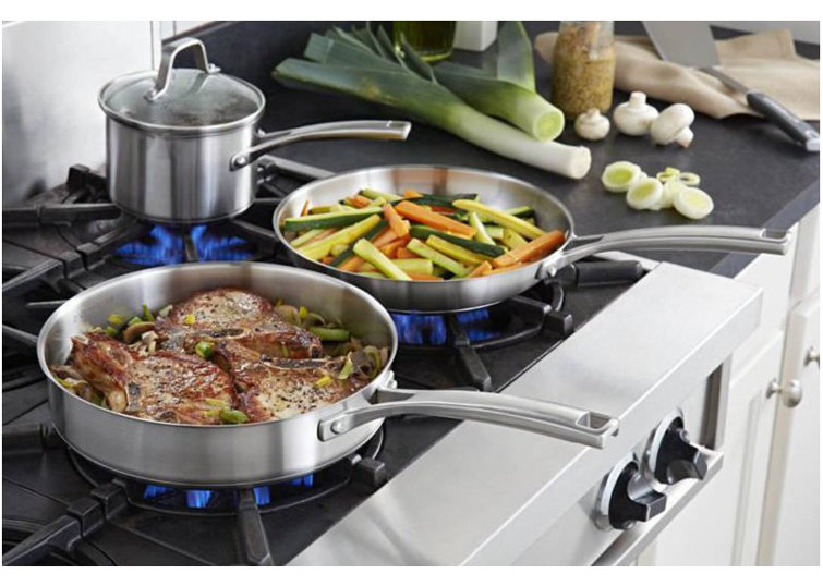 10-Piece Stainless Steel Cookware Set with Glass Lids