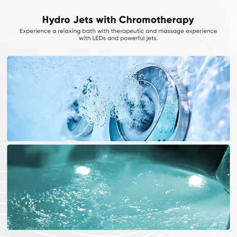 67" White Acrylic Freestanding Whirlpool Bathtub with Jets
