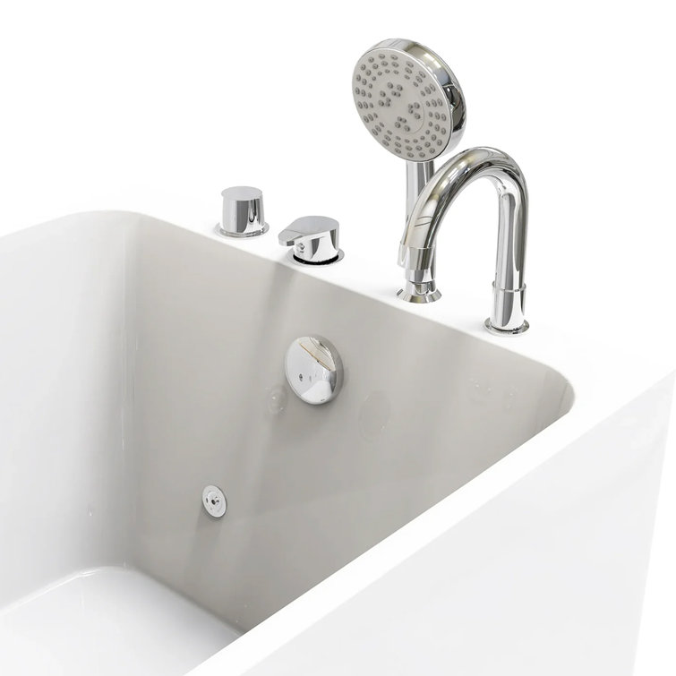 67" White Acrylic Freestanding Whirlpool Bathtub with Jets