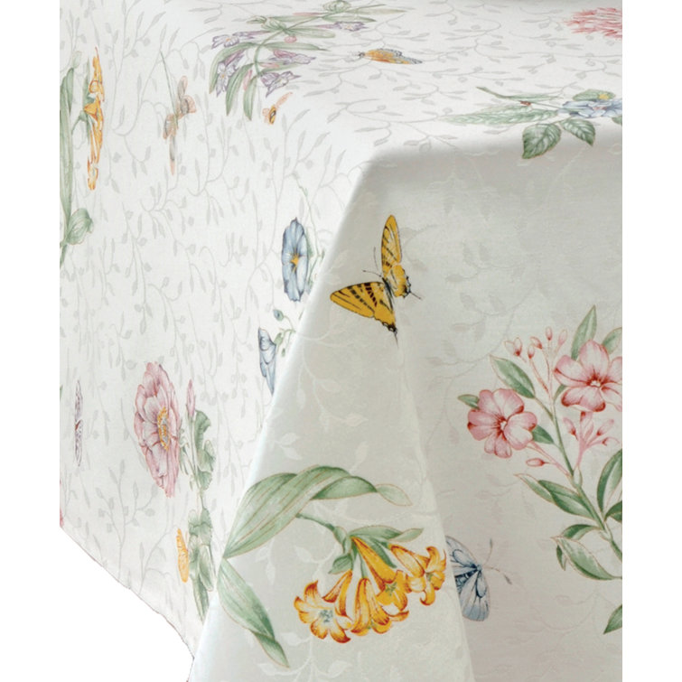 Floral Butterfly Meadow Rectangular Cotton Polyester Table Cloth