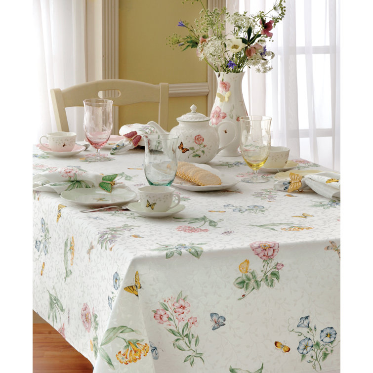 Floral Butterfly Meadow Rectangular Cotton Polyester Table Cloth