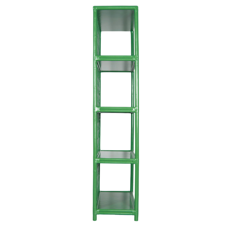 Bright Green Wood and Rattan Casablanca Bookcase