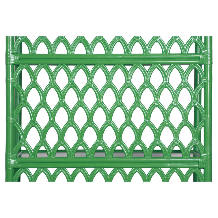 Bright Green Wood and Rattan Casablanca Bookcase