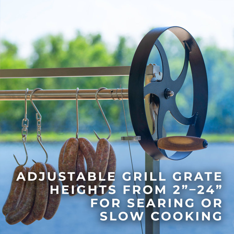 Argentine Santa Maria Charcoal Grill with Stainless Steel and Wood