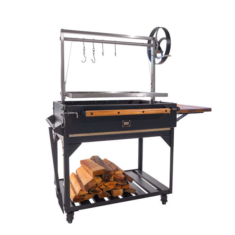 Argentine Santa Maria Charcoal Grill with Stainless Steel and Wood